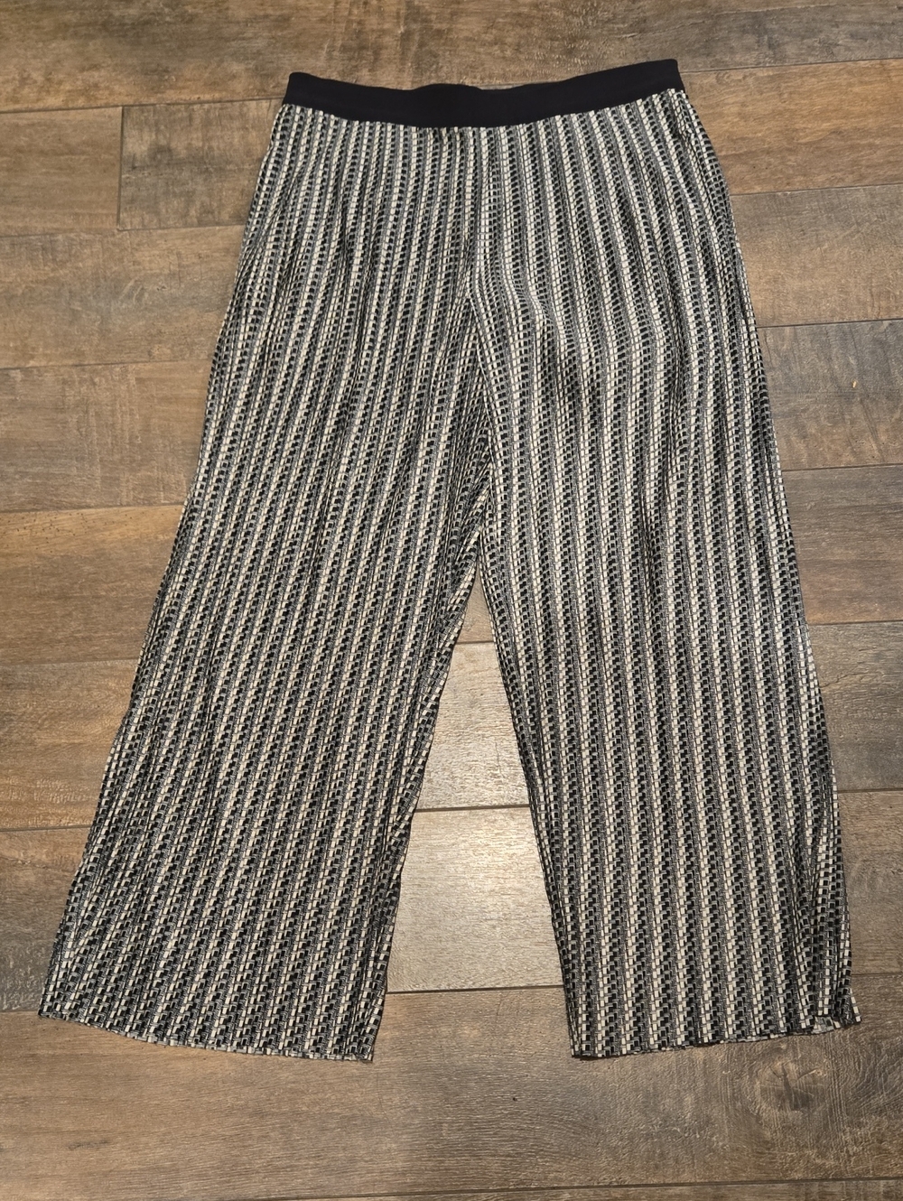COS Black and White Vertical Stripe Knit Wide-Leg Pants